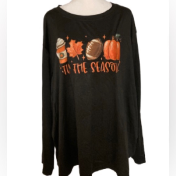 NIP Fall Long Sleeve Black & Orange Graphic T-shirt Plus  Size 4X - Picture 3 of 10